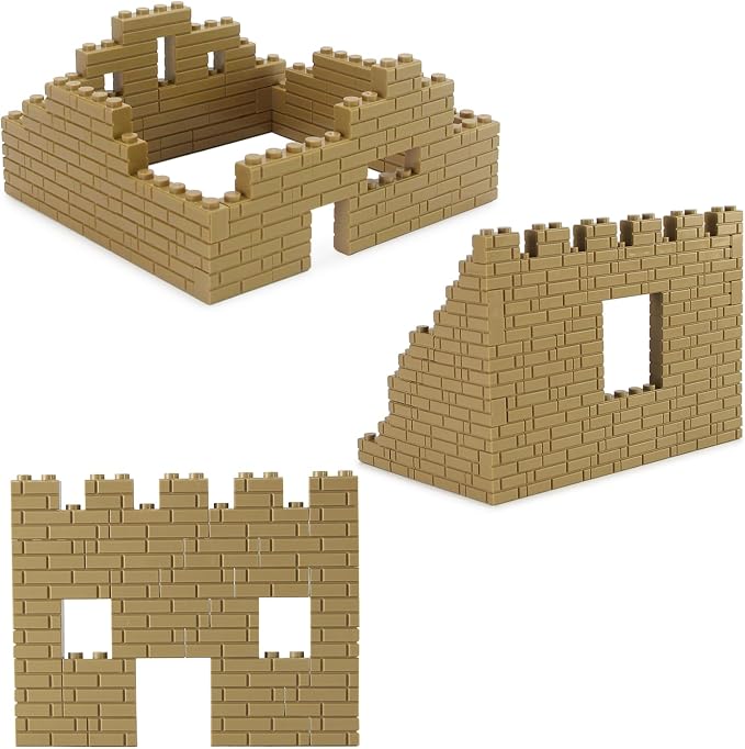 Masonry Bricks Set - Compatible with Major Brands Building Blocks, 260 Pieces Bulk 1x2 1x3 1x4 and Corner Bricks for DIY Wall House Construction Gift for Kids (Dark Tan)