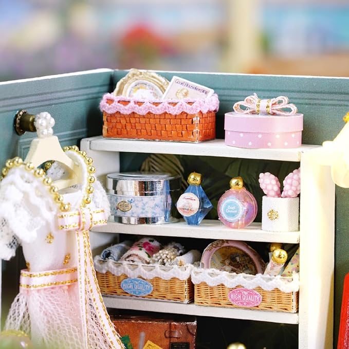 DIY Miniature Dollhouse Kits - Wooden Mini Model House with LED Lights, Tiny Furniture & Accessories – Craft Building Kits for Teens & Adults (Beatific Atelier) – Birthday Valentine's Gift