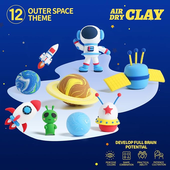 LOUFOR Air Dry Clay Kits - Modeling Clay for Kids, Ultra Light & Soft, Safe & Non-Toxic, 12 Boxes DIY Model Magic Clay with Sculpting Tools & Tutorials, Creatible Art Crafts Toys Gifts Boys Girls