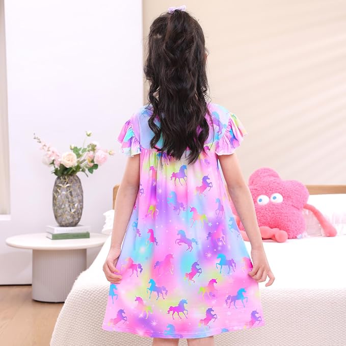 ICOSY Matching Doll & Girls Nightgowns Clothes Girls Pajamas Sleepwear Outfit for Kids and 18" Girl Doll