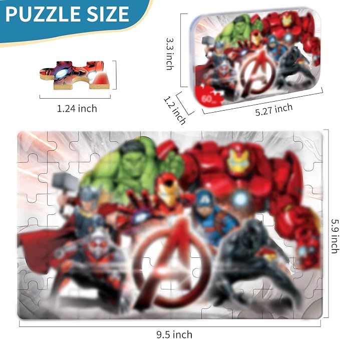 60 Pieces Puzzles for Kids Ages 3-8, Jigsaw Puzzles in Metal Box, Educational Learning Toys, Children Jigsaw Puzzles Kids Puzzles Games for Girls and Boys
