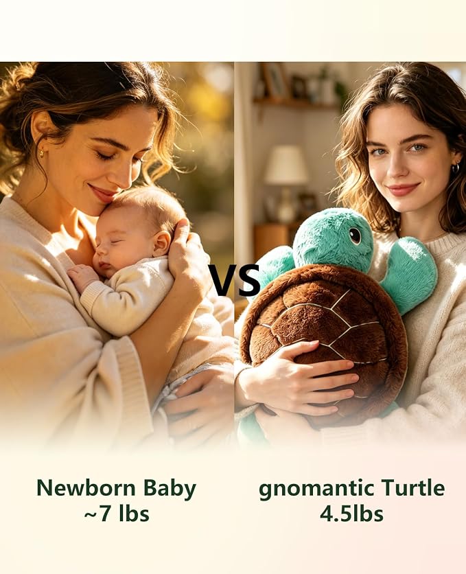 gnomantic Turtle Weighted Stuffed Animals - 22 Inch 4.5 Pounds Weighted Plushies Sea Turtle Stuffed Animal - Big Tortoise Plush - Cute Plush Toys Gifts for Kids & Adults (Brown&Green)