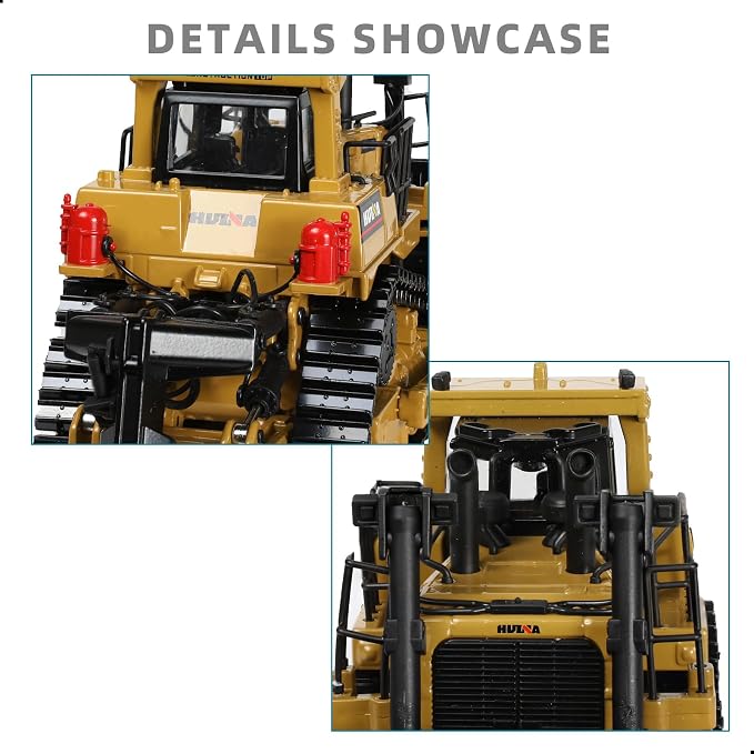 Bulldozer Model Toys, 1:50 Die-Cast Premium Alloy Engineering Construction Vehicle, Collector Edition Gift with Display Base for Adults Kids- Yellow