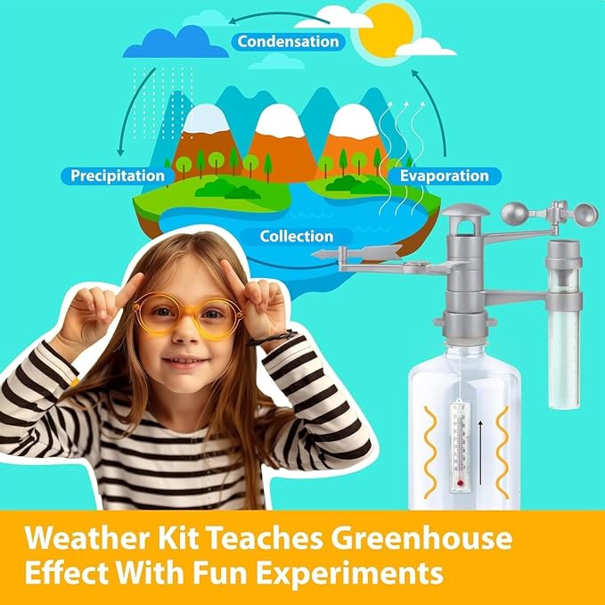 4M: Green Science - Weather Station - DIY Mini Observatory Kit, Observe & Record Wind-Rain-Temperature, Create A Terrarium in A Bottle, STEAM, Kids 5+