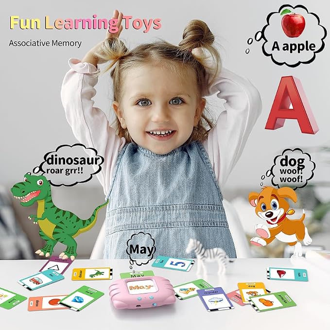 Eaever ABC Talking-Flash-Cards with 252 Sight Words, Easter Birthday Gifts for Girls 2 3 4 5 6 Years, Language Therapy Toys for Autistic Children, Learning Toys for Toddlers Ages 2-6, Pink
