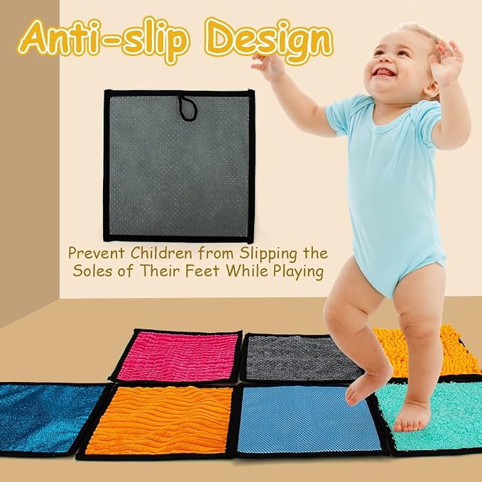16 Set Sensory Mini Mats Assorted Textured Sensory Floor Tiles - Sensory Walls, Early Sensory Exercise Sensory Mats Sensory Toys for Autistic Children Kids Baby Toddler Fidgeting Activity