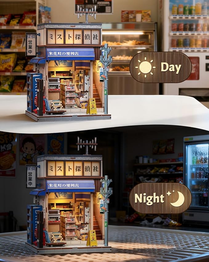 Japanese Dual-Scene 3D Puzzle Book Nook Kit - 3D Dollhouse with Hidden Staircase, Dual-Scene Design, DIY Craft, Tabletop Decor & Gifts for Adults（Beika-cho Convenience Store）
