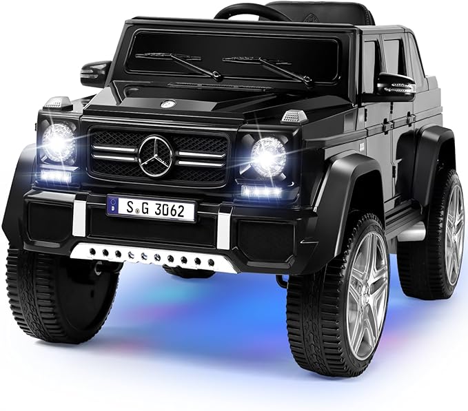 JOYLDIAS Licensed Mercedes-Benz G650S Ride On Car for Kids, 12V7AH Kids Ride On Truck W/LED Underglow Lights,Remote Control, 3 Speeds,Music,Bluetooth,Twin Motors, Spring Suspension, Black