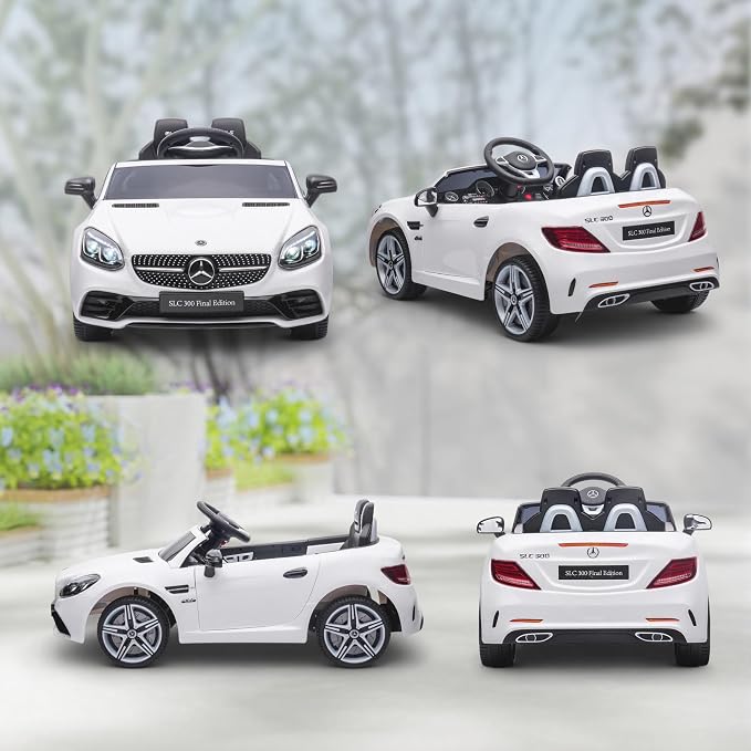 Aosom Mercedes SLC 300 Licensed 12V Ride On Car for Kids with Remote Control, 2 Speeds, Battery Powered Kids Electric Car with Music, Lights, Suspension for 3-6 Years Old, White