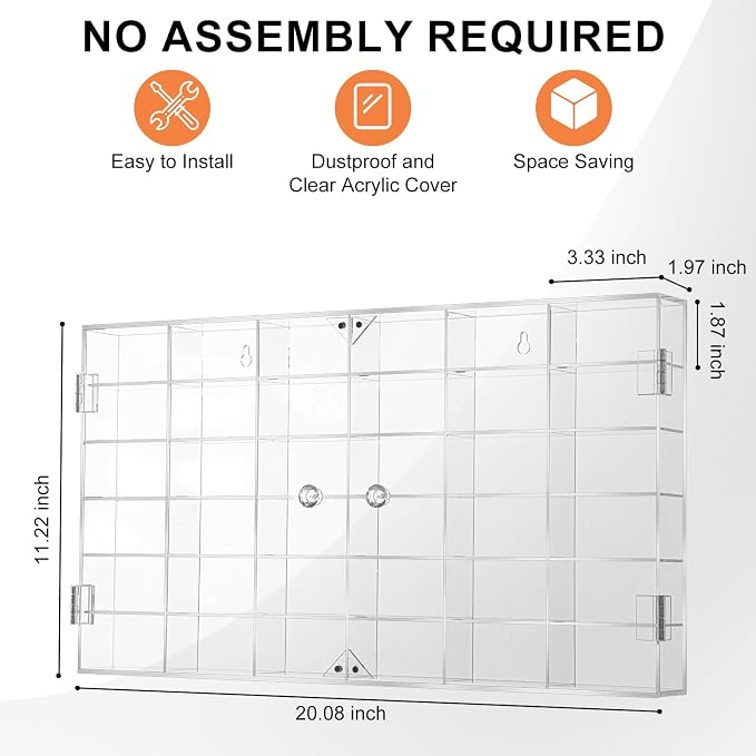 Display Case for Hot Wheels - Acrylic Showcase & Storage Organizer - No Assembly Required for Matchbox, Collectible Cars - Dust-Proof for 1/64 Scale Model Vehicles