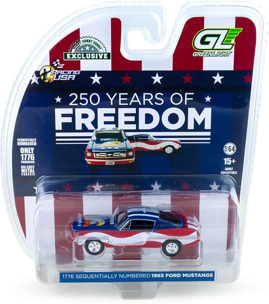 Greenlight 1965 Ford Mustang 1:64 Diecast – 250 Years of Freedom (1776–2026) Patriotic Eagle Design – 1 of 1,776 Sequentially Numbered Hobby Exclusive Collectible Limited Edition