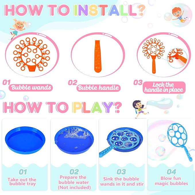 REZUCREY 32 Pcs Big Bubble Wands Toys Set, Giant Bubble Wands with Tray for Kids Summer Outdoor Toys Bubbles Party Favors Bubbles Maker Bulk for Kids Toddlers Boys Girls Age 3 4 5 6 7 8+