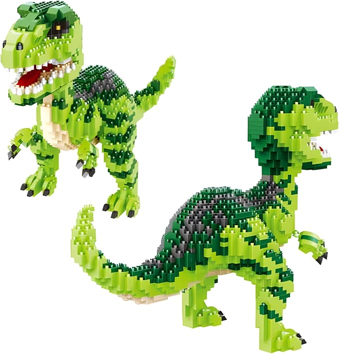 CSNRHG Dinosaur Tyrannosaurus Rex Building Blocks Velociraptor Model Decor Micro Mini Blocks Toy Birthday for Age 6+ Children Adults Teens 1457 Pieces