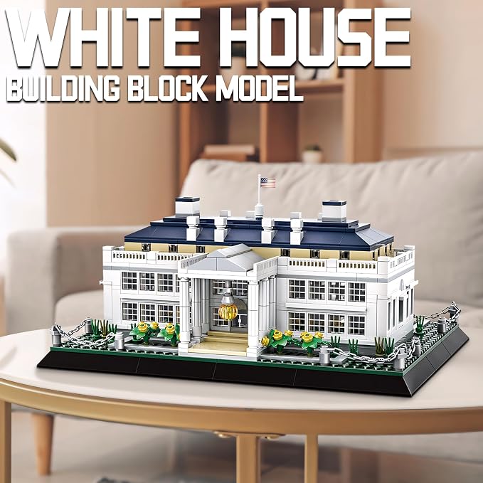 White House Architecture Building Blocks Set 894 PCS Washington D.C. Landmark Model Kit for Adults Teens United States Capitol Souvenir Gift Educational Construction Toy for Home Office Decor