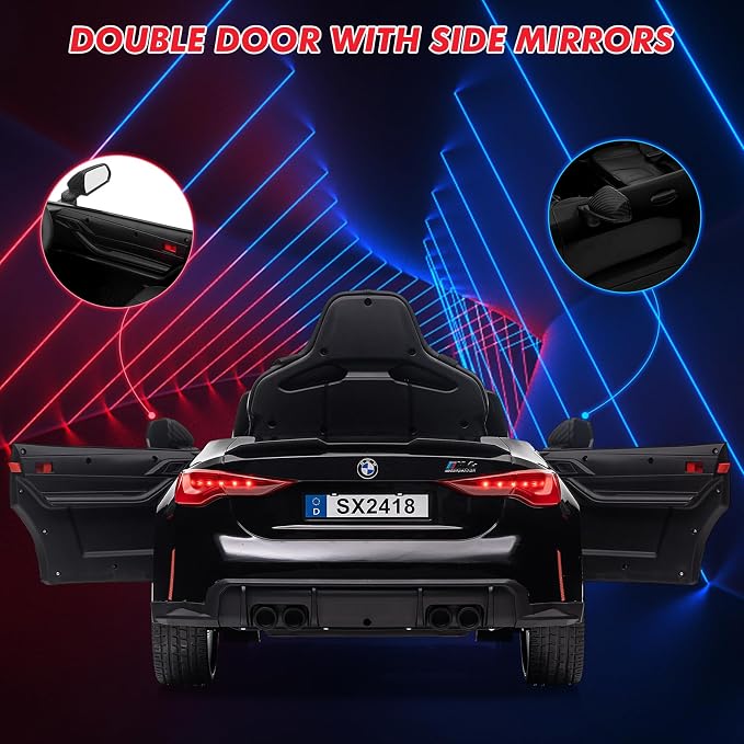 12V Ride On Car for Kids，Licensed BMW M4 Battery Powered Vehicle Car for Boys and Girls, with Remote Control,3 Speed,Led Light,(Black)
