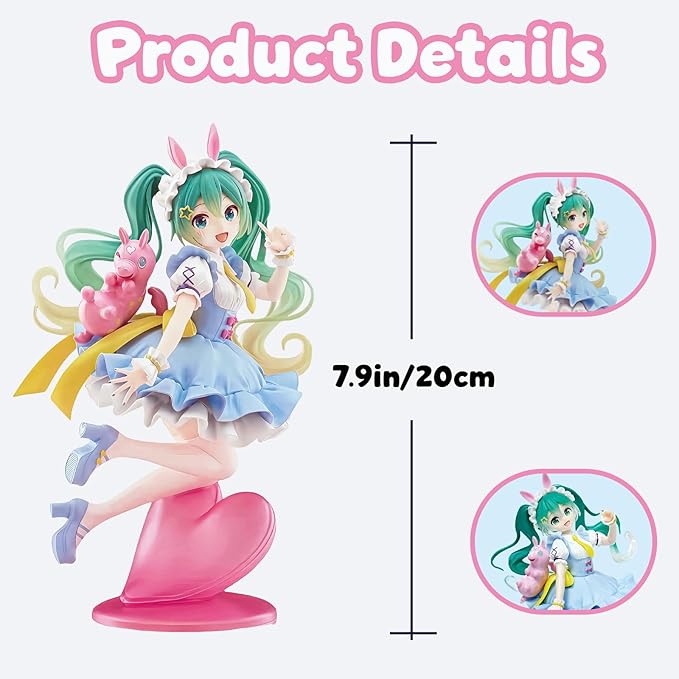 Anime Style Twin-Tail Girl Action Figures Set, 8.27 Inch Cute Dress Collectible Figurines with Display Base, PVC Cartoon Character Statues for Desk Decor Gift (2PCS)