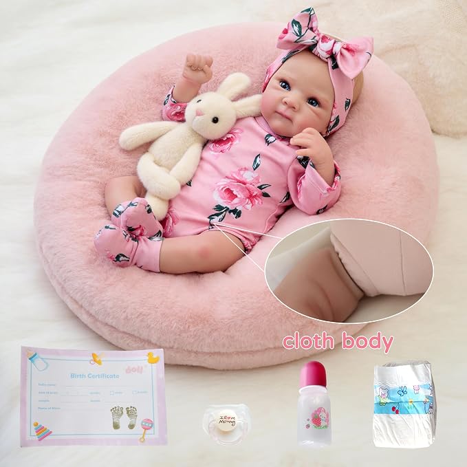 FOCKOF Realistic Reborn Baby Dolls - 18 Inch Real Life Baby Doll Girl Lifelike with Accessories for 3+ Years Old (Red)
