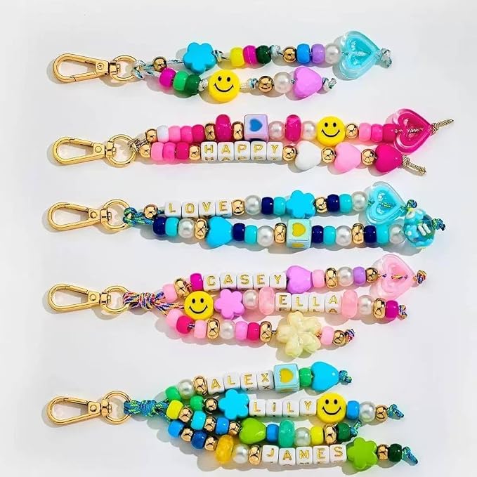 Winshall 421PCS Beaded Keychain Making Kit for Women,Acrylic Heart Star Flower Letter Alphabet Bag Beads DIY Key Chain Charm Supplies Crafts Accessoriess Jewerly Making Kit for Women