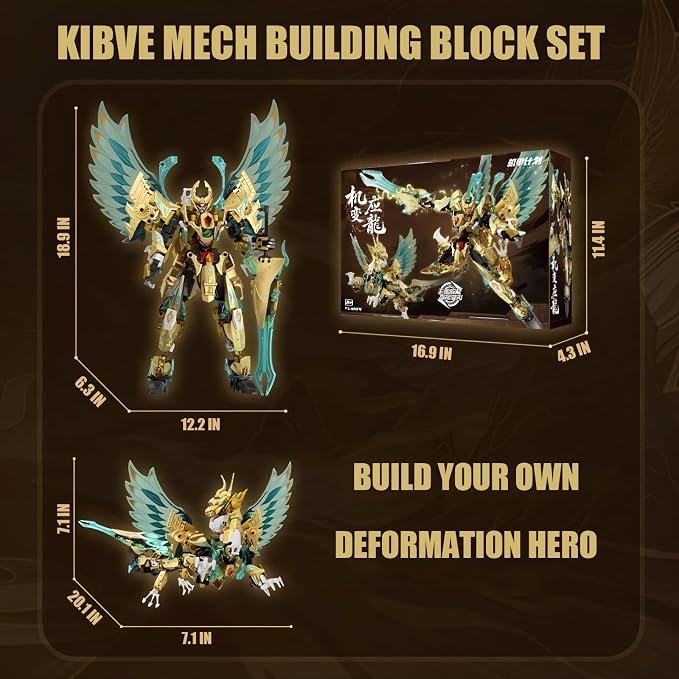 Dragon Mech Building Set Transformable Construction Toy 481PCS Movable Joints Creative Collectible Model Kit for Kids 8+