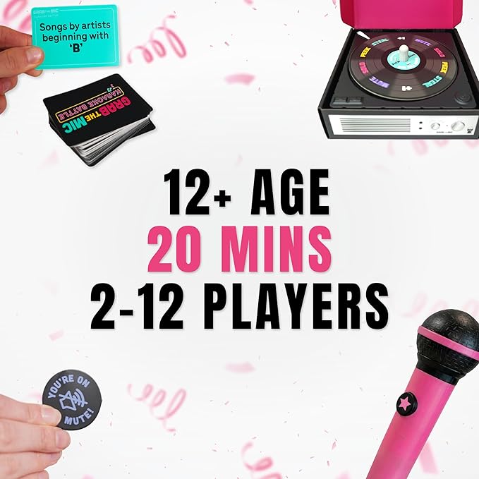 Lucky Egg Grab The Mic Karaoke Battle Game – Fast-Paced Singing Party Game with Spinning Record Timer - Singing Game for Teens & Adults | Fun Game Night for 2–12 Players (Ages 12+)