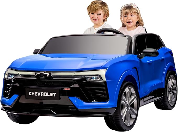 2-Seater 24V Electric Car for Big Kids, Licensed Blazer Chevrolet Ride on Car w/Parent Remote Control, Music, Headlights & Spring Suspension, Battery Powered Ride-on Toy for Kids Ages 3-8, Blue
