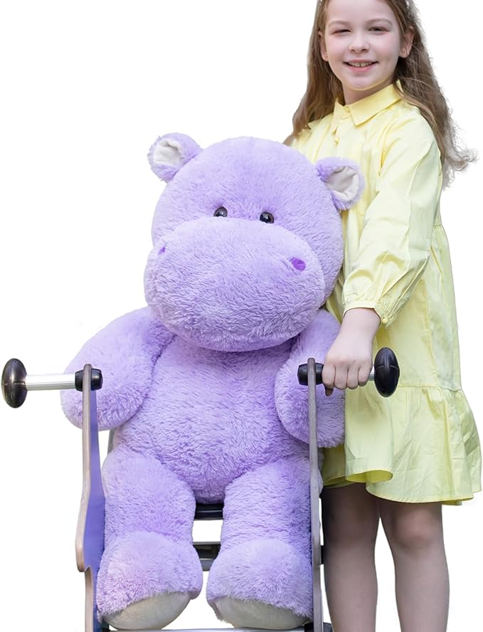 BENINY 36 Inch Giant Hippo Stuffed Animal, Oversized Purple Hippo Plush Pillow, Soft Humongous Hippopotamus Toy Gift for Kids, Boys and Girls