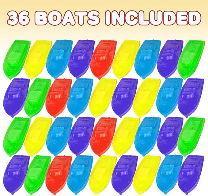 ArtCreativity Blow Mold Toy Boats for Kids, Set of 36, Floating Plastic Pool and Bath Tub Toys in Vibrant Colors, Summer Water Toys for Lake, Beach, Bathtub, Cute Party Favors for Boys and Girls