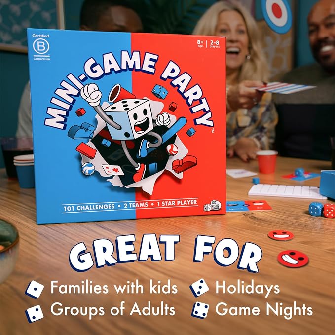 Big Potato Mini Game Party: 101 Mini Games 1 Star Player, Family Board Game for 2-8 Players, Perfect for Family Game Night or with Friends