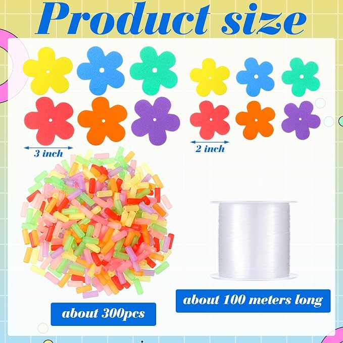 Wettarn 48 Pcs Hawaiian Lei Making Craft Kit Makes Foam Flower Necklace VBS Vacation Bible EVA Flowers Foam Luau Crafts DIY Floral for Luau Tropical Party Decoration (Flower)