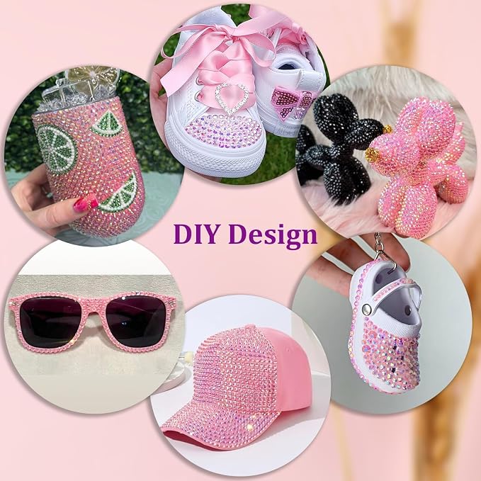 25000Pcs Resin Rhinestones for Crafting, Light Pink AB 2-6mm Mixed Sizes Non Hotfix Flatback Gems with 1Pcs Glue, Bedazzling Crystal for DIY Craft Clothing Mugs Tumblers Shoes Fabric Decor Nail Art