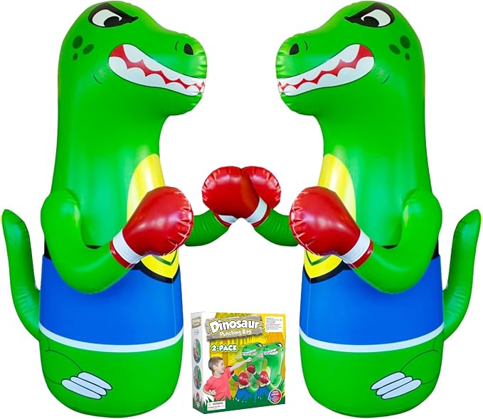 Preferred Toys 47" Inflatable Dinosaur Punching Bag for Kids - Durable Blow Up Kids Punching Bag with Bounce Back Base - Inflatable Indoor Outdoor Active Toddler Bop Play Toy