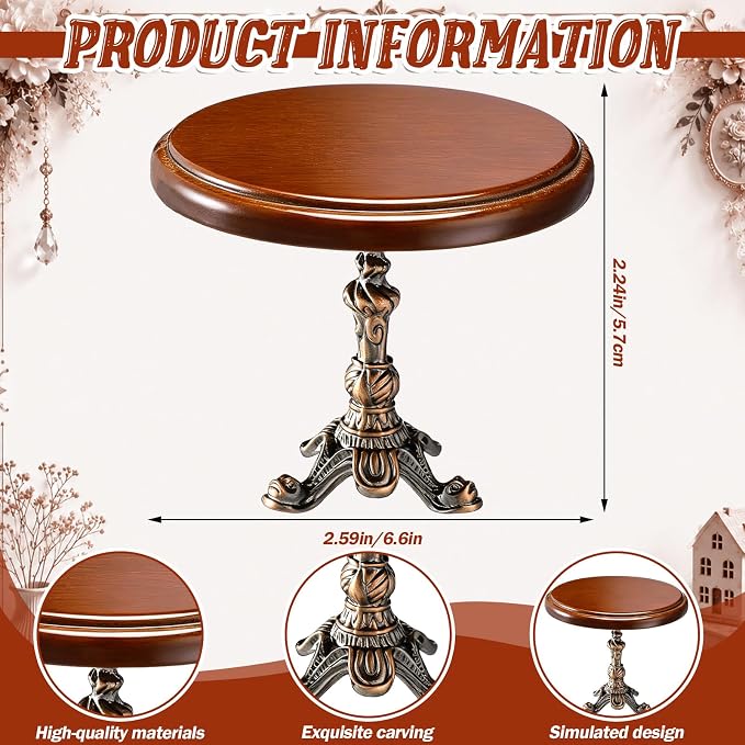 Mifoci Miniature Dollhouse End Table 1: 12 Scale Round Miniature Table Model Wooden Mini Dollhouse Furniture Brown Doll House Accessories and Furniture for Coffe Tables Living Room Scene Decoration