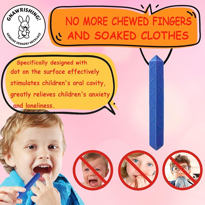 Sensory Chew Necklace, 8 Pack Diamond Chew Necklaces for Sensory Kids, Made from Food Grade Silicone for for Autistic, ADHD, Oral Motor Boys and Girls Children (Rainbow Color)