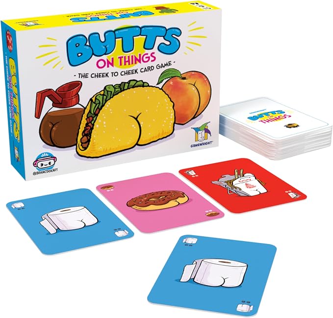 Gamewright Butts On Things Card Game, Fast Funny Family Card Game, 10 Minute Playtime, 2-4 Players, Ages 8+, Silly Butt Art Matching Game for Kids and Adults
