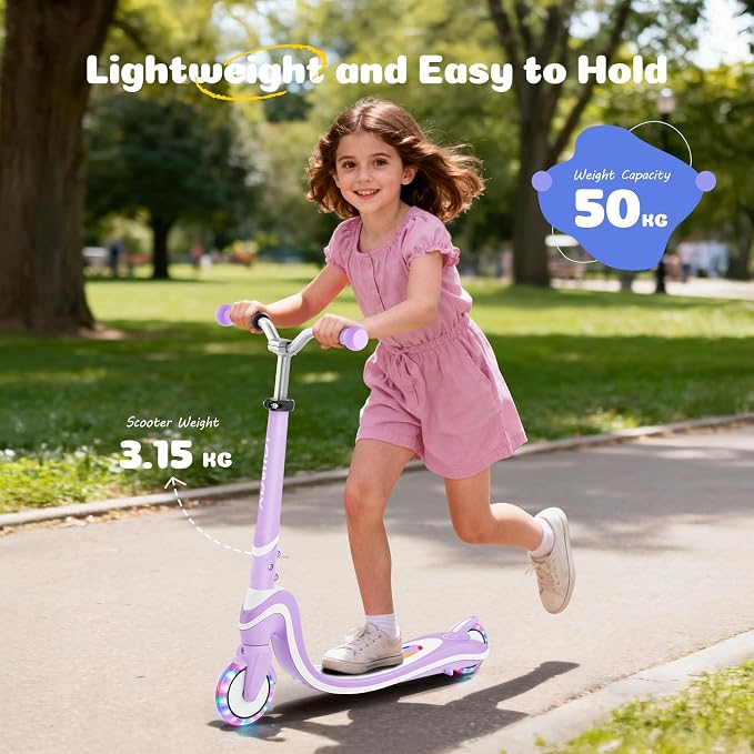 Tonbux Scooter for Kids with Light-Up Wheels & Deck, Adjustable Heights 2 Wheel Kids Scooters for Kids 5-7, Toddler Scooters with 4 Lighting Modes Deck