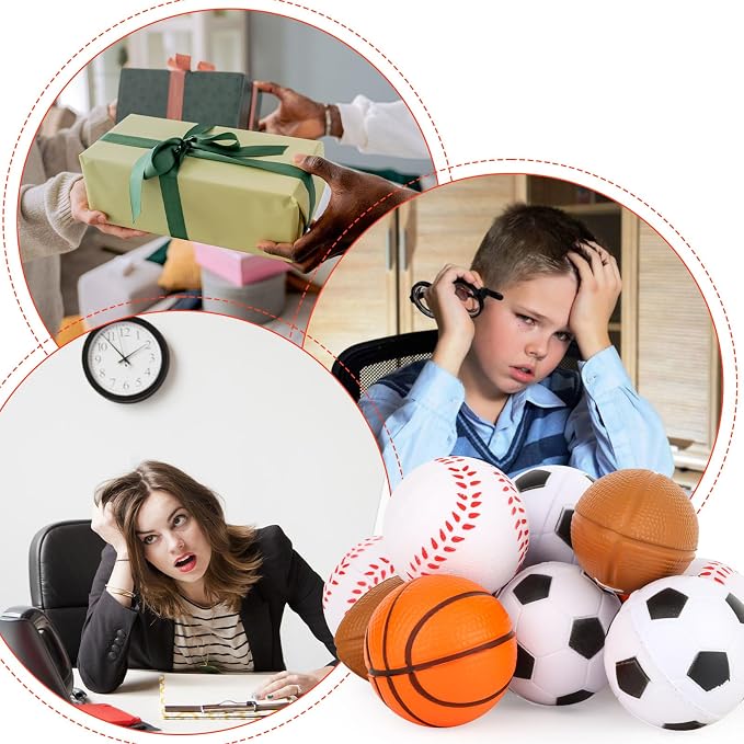 Mini Sport Stress Ball 20 Packs Sport Party Supplies Small Foam Anxious Toy Baseball Basketball Football Soccer Stress Ball for Kids School Carnival Reward Sport Party Decorations