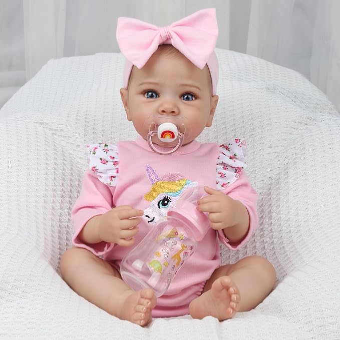 KSBD Reborn Baby Dolls - 20-inch Realistic Baby Doll Girl, Lifelike Newborn Baby Doll with Full Vinyl Body, Handmade with Accessories, Real Life Baby Doll for 3+ Years Old Kids Gifts