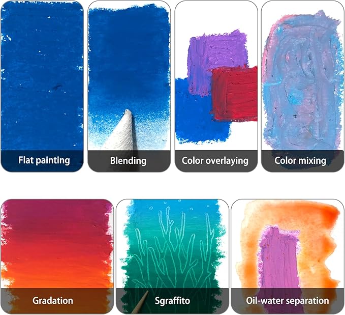 Artecho Oil Pastels Set of 48 Colors with Pastel Paper Pad, Pastels for Art Painting, Drawing, Blending, Art Supplies for Artists, Beginners, Students, Teachers (10 x 70 mm)