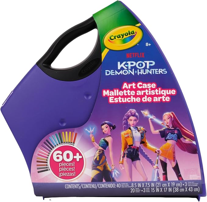 Crayola Kpop Demon Hunters Art Case (40+pcs), Coloring & Sticker Craft Kit, Gift for Kids & Teens, Travel Activity Set, Ages 8+