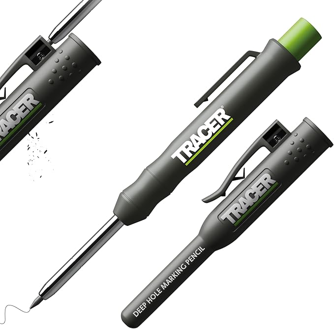 Tracer Deep Hole Construction Pencil Site Holster. Extendable 2B Carpenter Pencil with Inbuilt Carpenter Pencil Sharpener