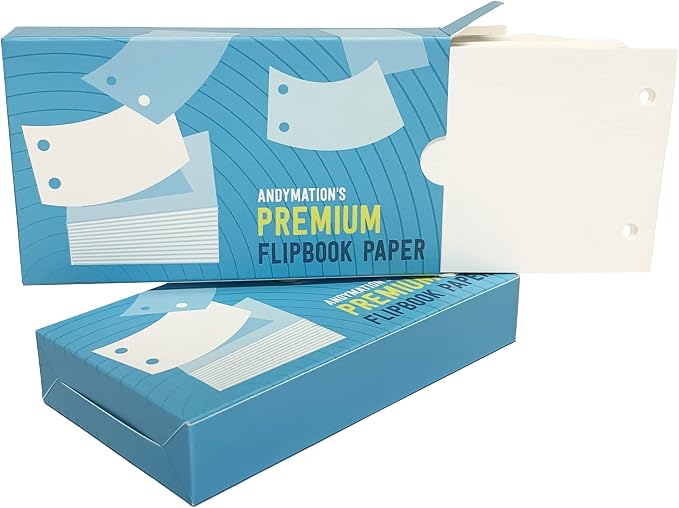 Official Andymation's Flipbook Starter Kit for Kids & Adults with LED Light Pad for Drawing & Tracing Animation, Premium Pre-drilled Flip Book Paper, Removable Binding Screws