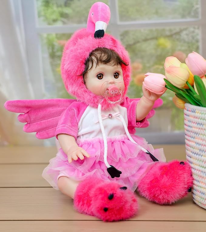 Reborn Baby Dolls, 18 Inch Large Realistic Hand-Rooted Hair Lifelike Baby Dolls with Accessories for 3+ Year Old Girls Gifts, Pretend Play, Collection