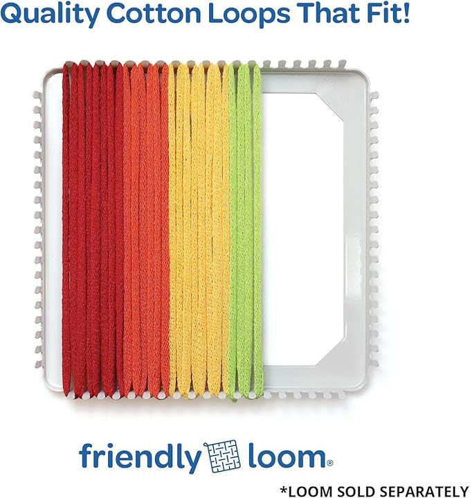 Friendly Loom Quality Cotton Weaving Loops in Rainbow Colors – 7” Traditional Size | Weave 6 Functional Potholders | Made in the USA