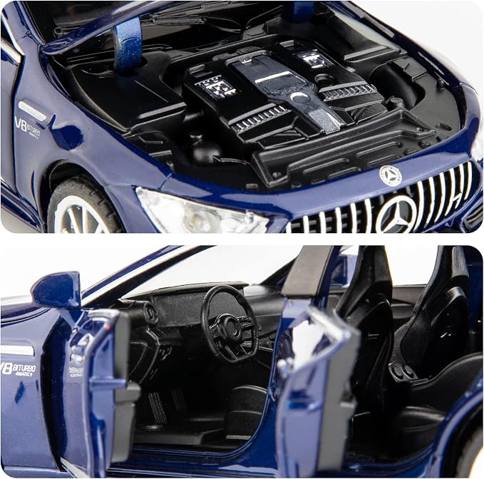 WAKAKAC 1/32 Diecast Car AMG GT63 Model Car Pull Back with Sound and Light Toy Car for Boys Girls Adult Gift(Blue)