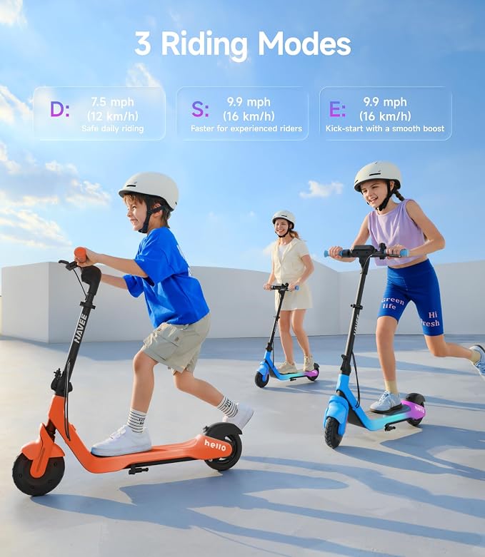 NAVEE K100 Series Electric Scooter for Kids 5-11, Adjustable Handlebar/Speed, Digital Pet, 12.4/9.9/7.5 mph, Safe Brake, Foldable, RGB Lights, Smart APP, Growing Adventurer Gift for Boys Girls, UL2272
