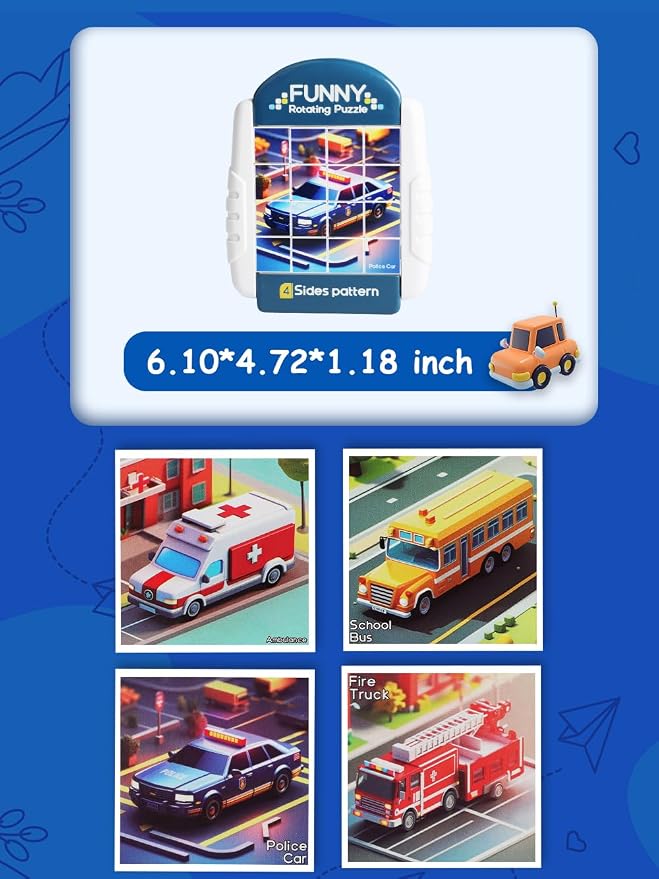 16-Piece Rotating Puzzles for Kids 4-6, Toddlers Puzzles 2-4, Road Trip, Airplane Activities Game, Travel Toys - Brain Teaser, Fine Motor Skills, Birthday Gifts Boys & Girls