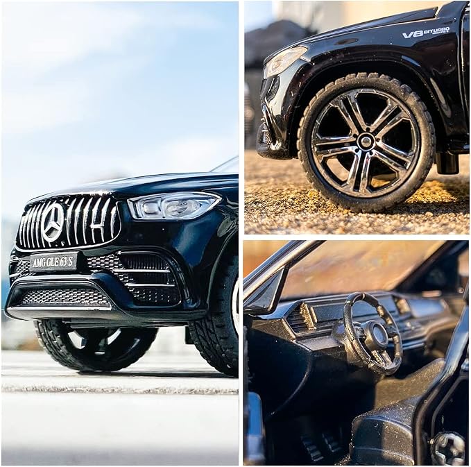 WAKAKAC 1/32 Scale AMG GLE 63S SUV Toy Car, Alloy Diecast Collectible Pull Back Car Model with Light and Sound Toy Vehicles for Adults Boys Girls Gift Toy(Black)