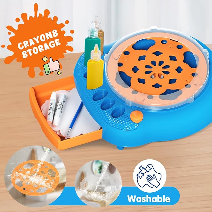 Spin Art Machine for Kids, Paint Spinner Arts and Crafts Kit with 7 Washable Paints & 36 Art Boards, Painting Art Kits for Boys Girls Ages 4 5 6 7 8 9 10 11 12, Birthday Gift
