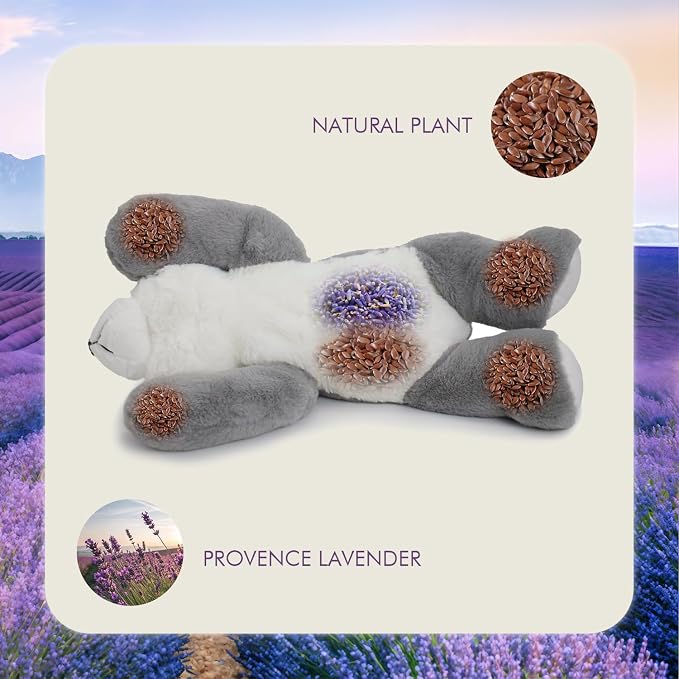 OSOCU® Microwavable & 1.8 LB Weighted Stuffed Animal - Grey Husky Heating Pad with Lavender & Tourmaline - Soothing Warm Heatable Plush Toy for Menstrual Cramps, Muscle Aches, Shoulder Tension