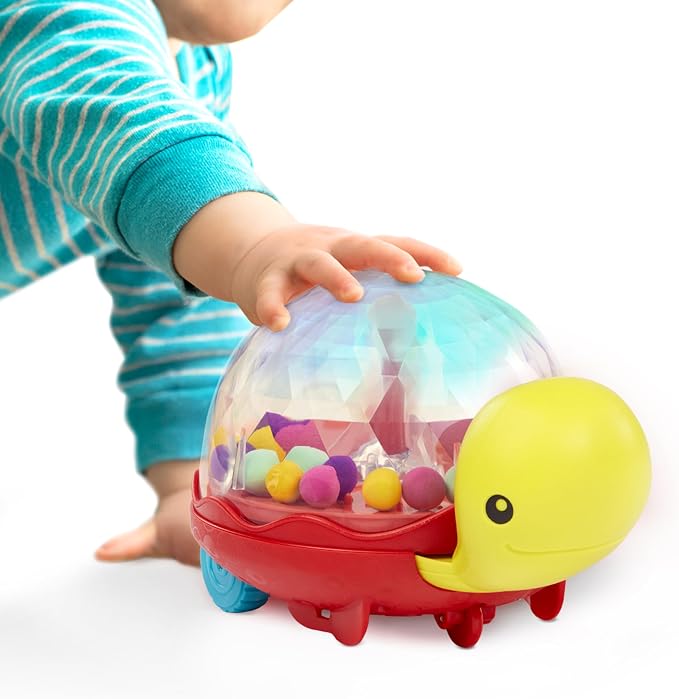 B. toys – Ball Popper & Walker – Push Toy for Baby, Toddler – Light-Up Turtle Toy for Crawling Or Walking – Removable Handle – 1 Year + – Walk ‘n’ POP!